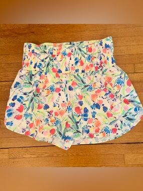 TCEC High-Waist Floral Athletic Shorts - White Multi